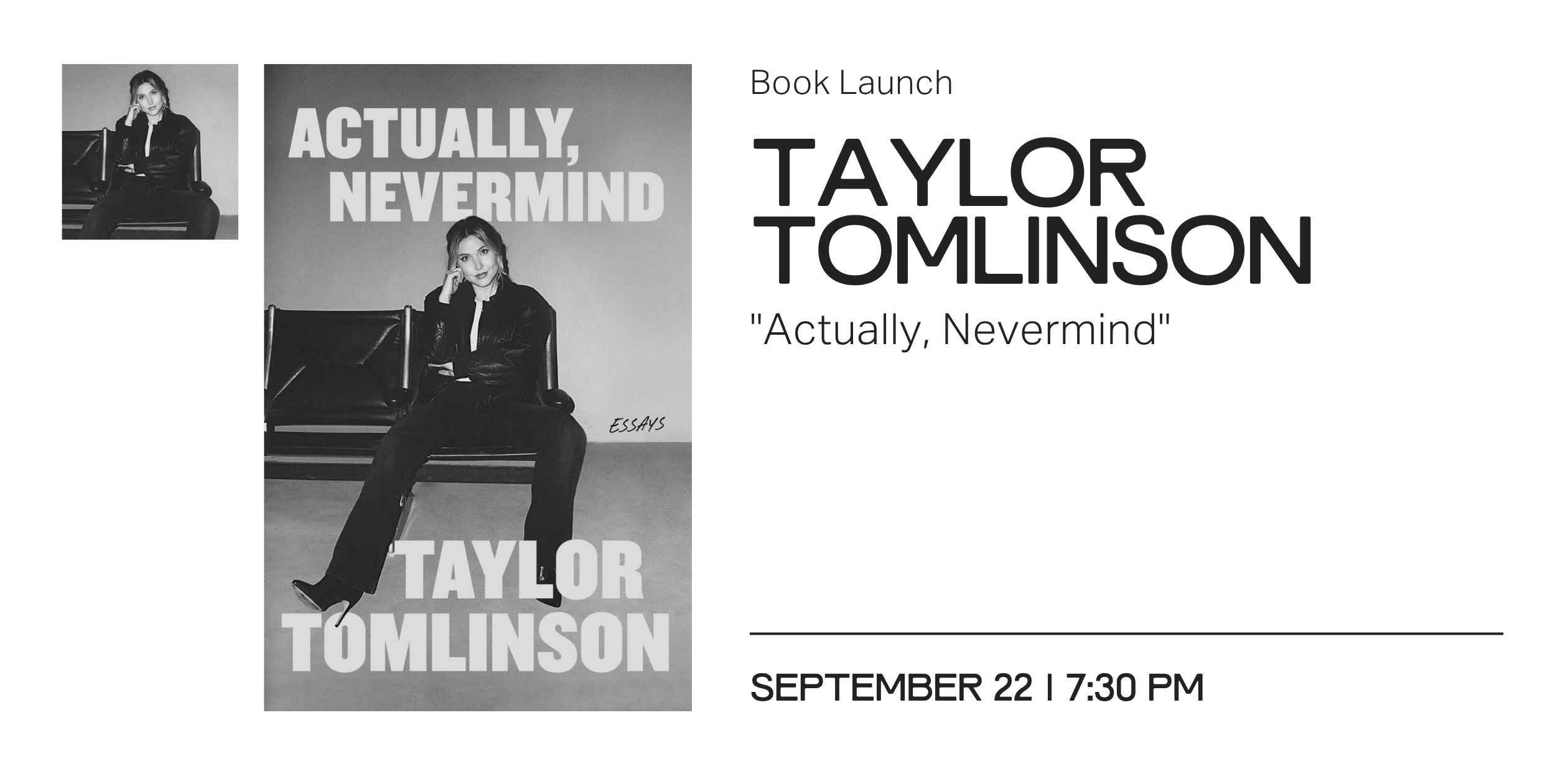 Sep 22 – “Actually, Nevermind” Book Launch